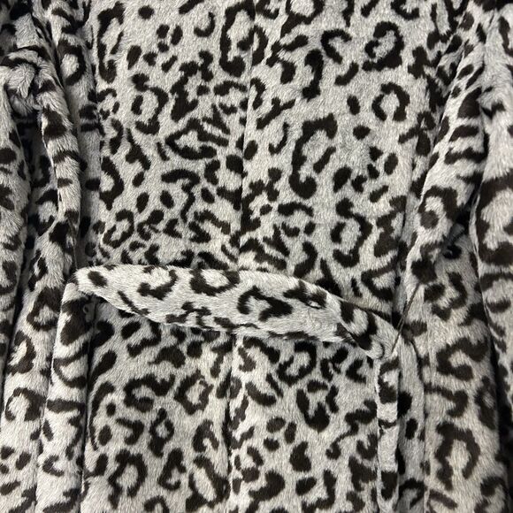 Chico’s Leopard Print Coat Faux Fur Waist Tie Button - Size 1 Womens 8/10 - Picture 7 of 11